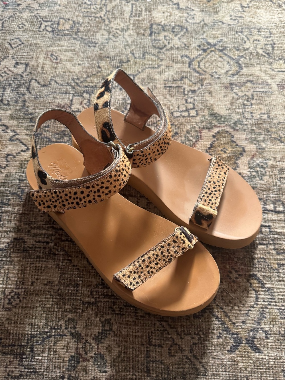 MADEWELL Maggie Flatform Sandals in Spot Mix Calf Hair 7.5 MC715